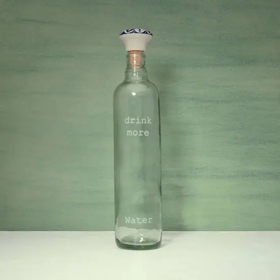Drink More Glass Water Bottle with Ceramic Stopper - 750ML {5}