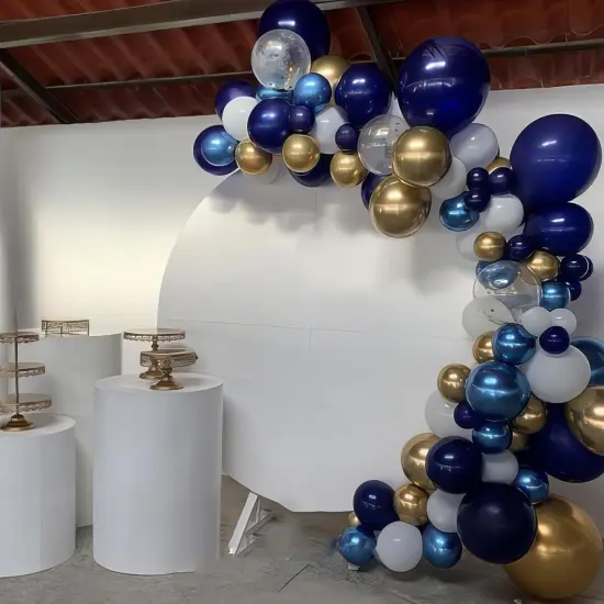 Royal Blue and Gold Balloons, Blue and White Gold Balloons, Macaron Blue Navy Blue Gold Confetti Latex Balloon {3}