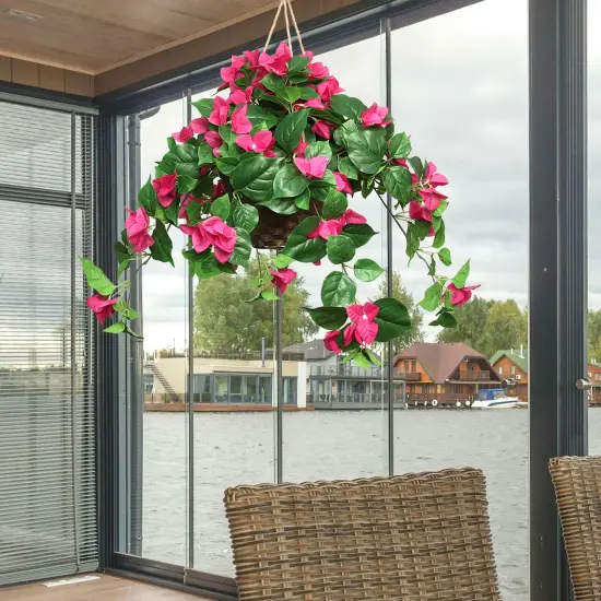 25" Hanging Bougainvillea Basket Fuschia &ndash; Lush Artificial Flower Basket for Home & Outdoor D&eacute;cor {3}