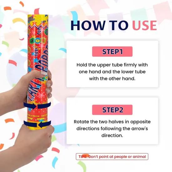 12Pack Confetti Cannon Multicolor Party Confetti Shooters Biodegradable Confetti Poppers 12Inch Party Poppers Cannon Launches 15-20ft for Graduation Birthday Wedding New Years Celebration Decorations {2}