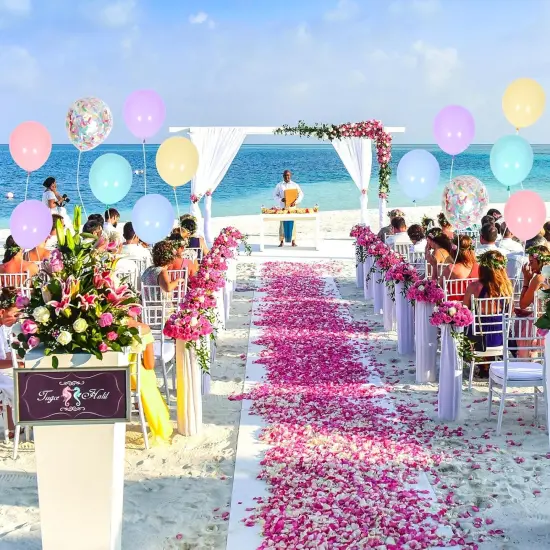 60pcs Purple Yellow Orange Blue Macaron Balloons and Colorful Strip Confetti Balloons for Wedding Bridal Shower Birthday Party Baby Shower Decoration {4}