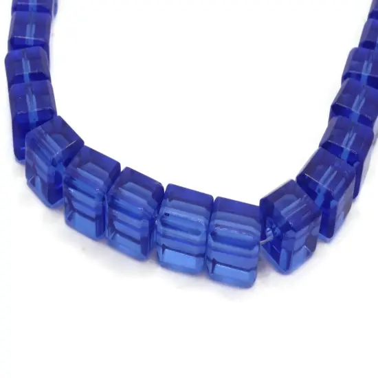 20 10mm Royal Blue Glass Cube Beads {3}