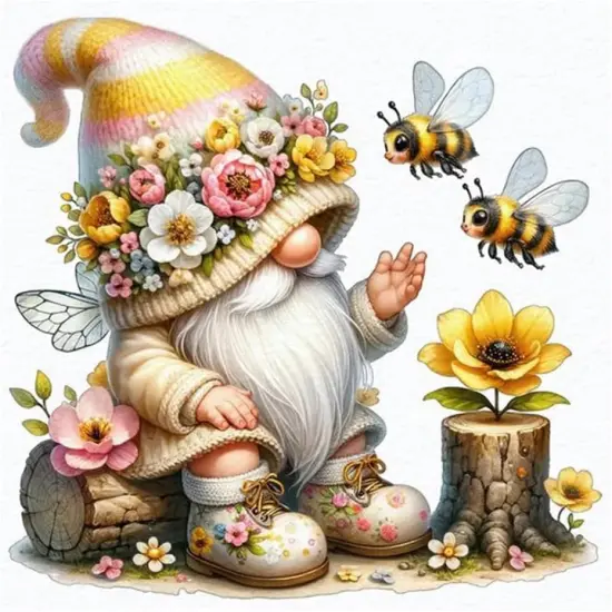 Diamond Art Kits for Adults, Gnome Bee 5D Diamond Painting Kits for Beginner DIY Gem Art {1}