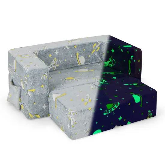 Grey Kids Play Sofa with Ottoman and Removable-Washable Cover Ideal Gift for Birthdays or Christmas {1}