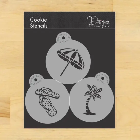 Beach Cookies Stencils: Flip Flops, Palm Tree, Umbrella | C360 by Designer Stencils | Cookie Decorating Tools | {1}