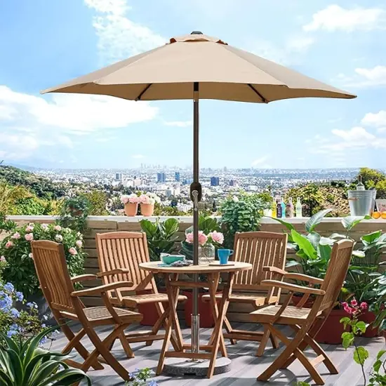 Patio Umbrella, Yard Umbrella Push Button Tilt Crank (Tan) {5}