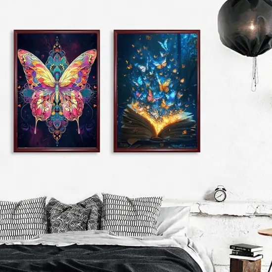 4 Pack Butterfly Diamond Art Kits for Adults 5D Diamond Art Kit for Beginners DIY Paint with Round Full Drill Gem Art Painting for Home Wall Decor Gifts (11.8x15.7inch) {5}