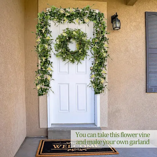 Spring Faux Eucalyptus Garland Plant Wedding Faux Eucalyptus Leaves Greenery Garland Vines Hanging DIY Decoration for Easter Home Party Backdrop Mantle Wall Decor {5}