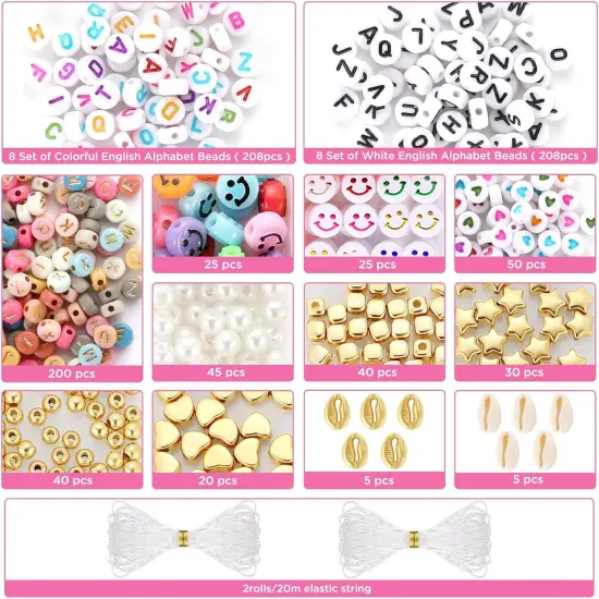 13000pcs+ Seed Beads for Jewelry Making, 120 Colors Small Glass Beads for Bracelets, Friendship Bracelet Kit with Alphabet Letter Beads Smile Face Beads for DIY, Art and Craft {2}