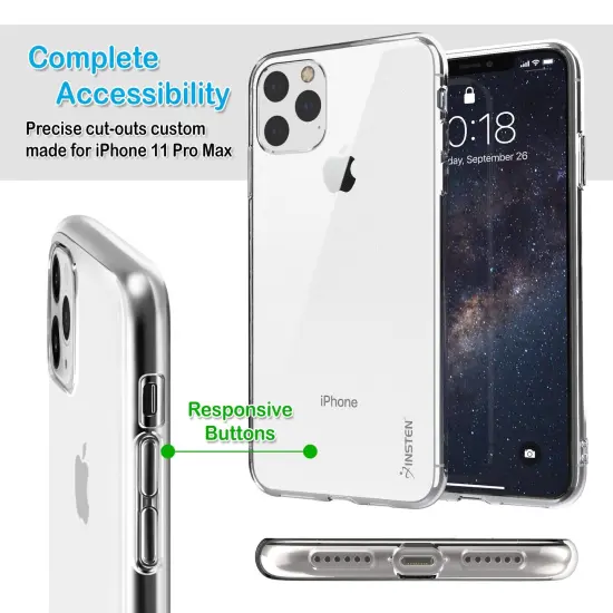Insten Ultra Slim Soft TPU Rubber Protective Cover Compatible with iPhone 11 Pro Max 6.5" [Reinforced Camera Lens Protection / Shock-Resistant] Clear {4}