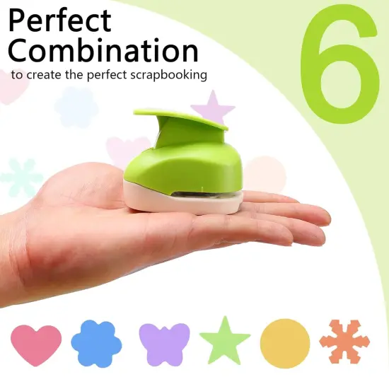 Craft Paper Punch Set, Circle, Heart, Star, Snowflake, Flower, and Butterfly for Making Scrapbook Layouts, Kids' DIY Projects, Card Making, Journal Pages, Homemade Confetti {2}