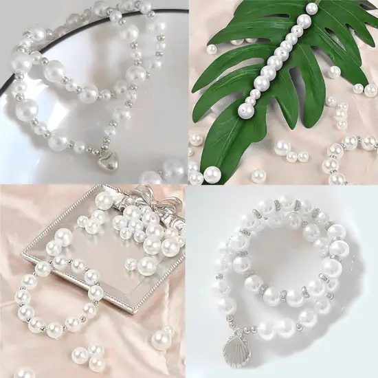 1000Pcs Pearl Beads for Bracelets Making, Pearl Beads for Jewelry Making for Adults, Silver Bracelet Beads DIY Kit, Silver Spacer Beads for Bracelets, Women Friendship Bracelet Making Kit (Silvery) {5}