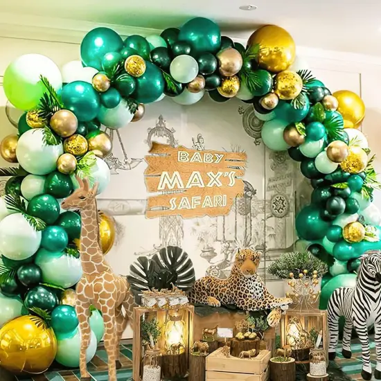 Green and Gold Balloons 83Pcs 12in Dark Green Gold White Confetti Balloons for Graduation Safari Jungle Birthday Emerald Green and Gold Party Decorations {2}