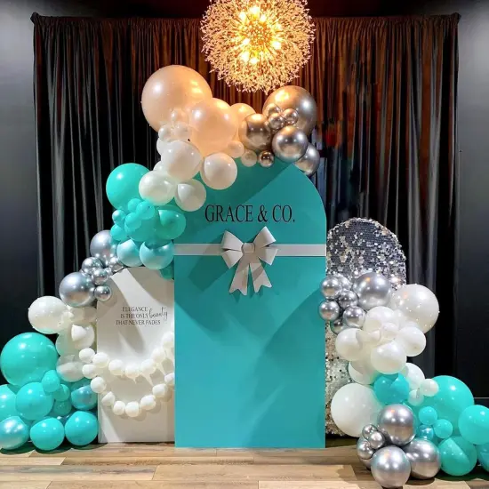 Teal Silver White Balloons Garland Arch kit,120Pcs 18 12 10 5 In Teal and White Metallic Silver Confetti Latex Balloons for Graduation Baby Shower Weddings Birthday Party Decorations {2}