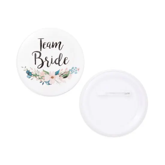 16 Pack - Bridal Party Pins - Wedding Party Buttons - Bridesmaid Gifts, Favors & Gifts, Team Bride, Maid of Honor Party Supplies, White, 8 Unique Designs {7}
