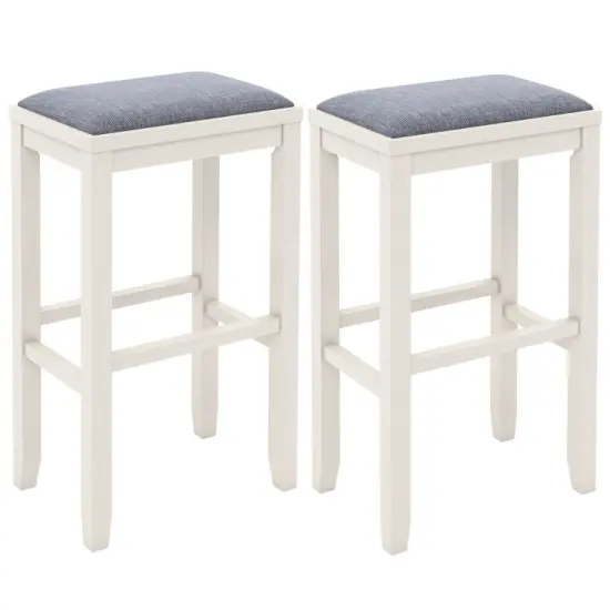 Rubber Wood Linen Bar Stools &ndash; Backless, 265 lbs Capacity White {7}