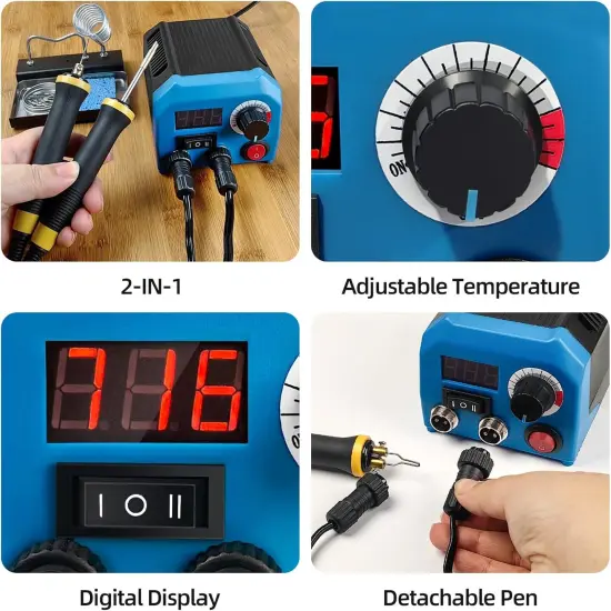 LH55-Z2-NS2 Wood Burner kit Wood Burning Tool Pen 200~750℃, Wood Burning kit with Digital Thermometer Temperature Adjustable Temperature, 2 pyrographic Wood Burning pens, 36 pen tips {4}