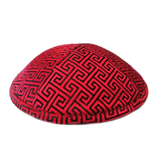 Kippah Red and Black Deluxe Brocade {1}