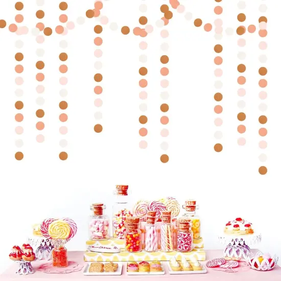 Pink-Brown Peach Party-Decorations Streamers Garland - 52ft Boho Fall Groovy Hanging Paper Banner,Baby Bridal Shower Wedding Autumn Neutral Birthday Room Home Decor {2}