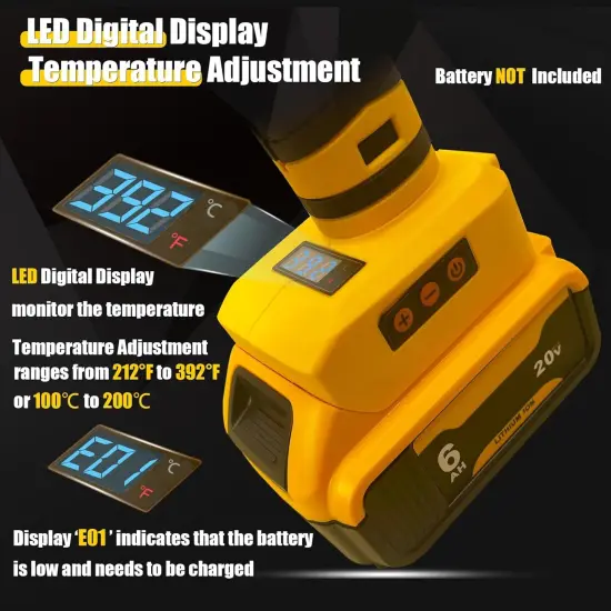 Cordless Glue Gun 20V Battery, Upgraded 100W Digital Temperature Adjustable Handheld Electric Power Full Size Heavy Duty Hot Glue Gun with 10 Glue Sticks (Battery Not Included) {2}