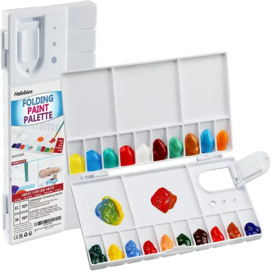 Paint Palette with 20-Well and 5 Mixing Areas, Folding Paint Tray with Thumbhole and Paint Brush Holder, Plastic Painting Palette {5}
