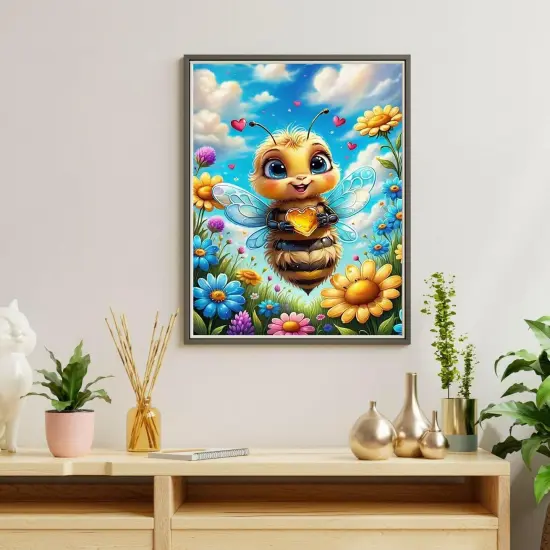 Bee Diamond Painting for Adults-Bee Diamond Art Kits for Adults,Bee Gem Art Kits for Adults for Gift Home Wall Decor Gifts 12x16inch {2}