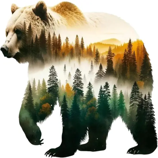 5D Diamond Painting Kits for Adults, Animal Bear Forest Scene Diamond Art Kits for Adults Beginner, DIY Full Drill Diamond Dots Paintings with Gem Art and Crafts Home Wall Decor 8x12inch {1}