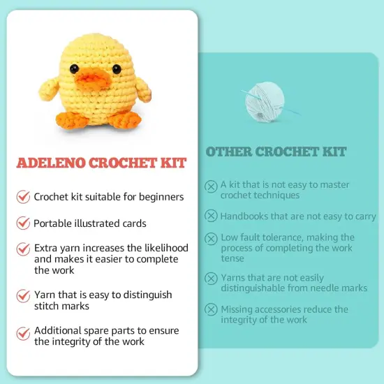 Crochet Kit for Beginner, Beginner Crochet Kit with Step-by-Step Video Tutorial, More Convenient Illustrated Cards, Suitable for Adults, Children, Crochet Kit for Beginners, Duck 1-Pack. {5}