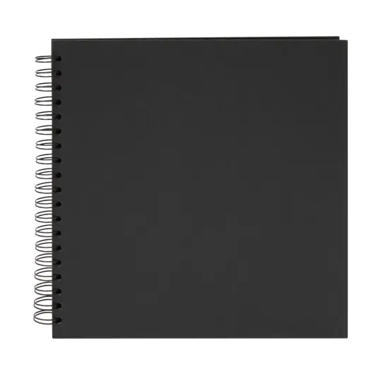 Hardcover Scrapbook - Blank Wedding Guest Book, DIY Photo Album, Black Spiral Bound Cardboard Cover Sketchbook for Kids Craft, Diary Journal - Square - 40 Sheets, 10.85 x 10.25 inches {5}