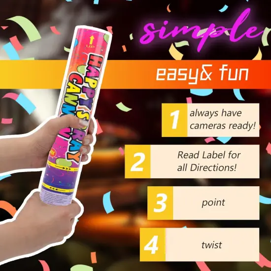 Confetti Cannon 12 Pack Confetti Poppers Biodegradable Multicolor 12 Inch Party Poppers for Celebration Biodegradable Confetti Shooter Cannon Bulk for Birthday Graduation Wedding Christmas NewYear {2}