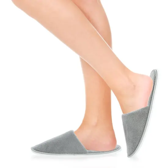12 Pairs Disposable Slippers for Guests, Bulk Pack for Hotel, Spa, Shoeless Home, Gray (US Men Size 11, Women 12) Grey {5}