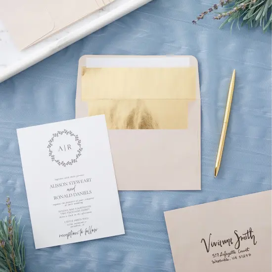 50 Pack Blush Pink 5x7 Envelopes for Invitations, Wedding, A7 Size with Bronze Lining and Self Adhesive Peel and Stick {2}