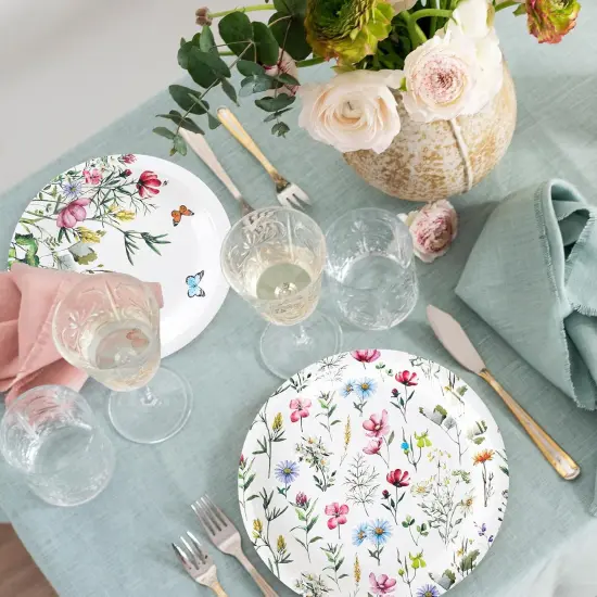 40Pcs Wildflower Paper Plates Floral Party Decoration 7 In & 9 Inch Disposable Dinner Dessert Plates for summer occasions {5}