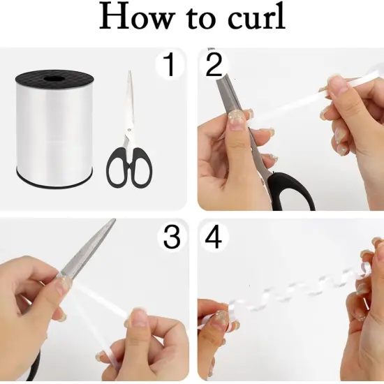 White Curling Ribbon for Gift Wrapping, Balloons, Crafts (500 Yards, Solid, Plastic, Multiple Occasions) {2}