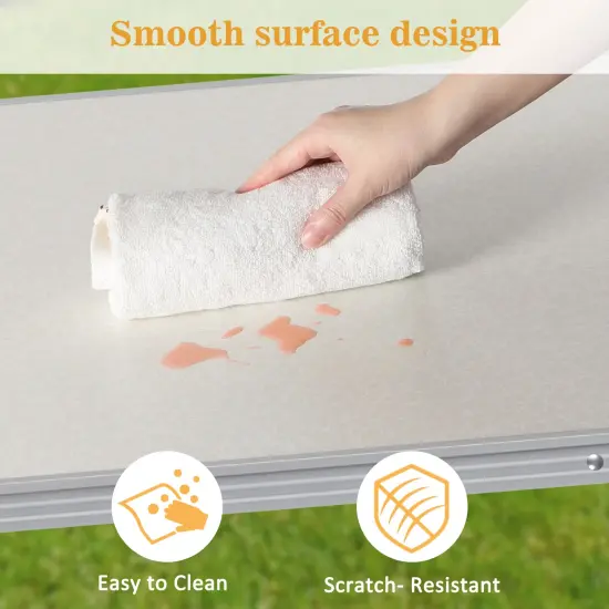 Portable Folding Camping Table &ndash; Lightweight 31" White Outdoor Picnic Table, Waterproof MDF & Aluminum Alloy, Compact for Beach, Tailgating, Patio & Indoor Use {4}