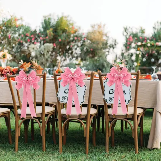 2 Pack Pink Bows 12x20inch Large Burlap Wreath Bow with Glitter String for Home Front Door Decor,Easter Bow {5}