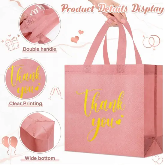 30-Pieces Reusable Thank You Gift Bags with Handles Pink {2}