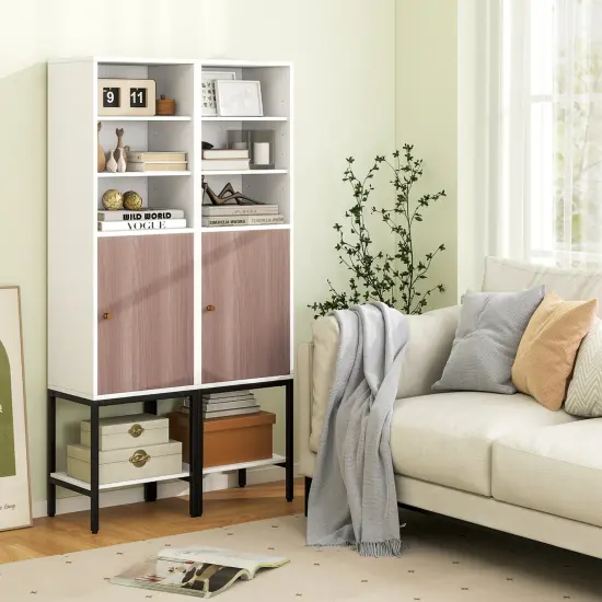 57 Inch Bathroom Tall Cabinet with and 3-Position Storage Adjustable Shelves and 1 Door White {6}