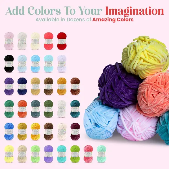 Velvet Yarn for Crocheting - Chenille, Amigurumi, Fluffy, Plush, Baby Blanket Yarn, Size 6, 100g (132 Yards) {5}