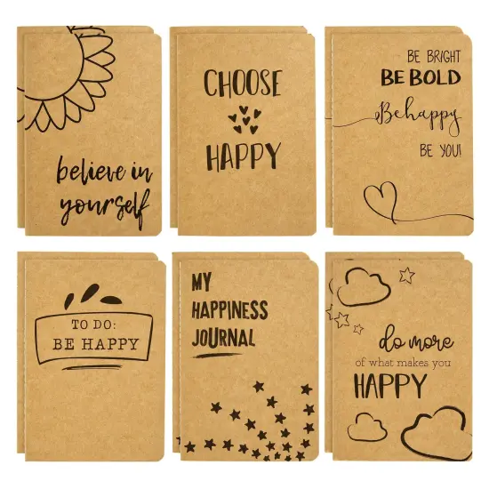 12 Pack A6 Notebook Bulk - 4x6 Brown Kraft Paper Lined Journals for Kids, Coworkers, Office School Supplies (80 Lined Page, 4 x 5.75 In) - 6 Happy Designs {1}
