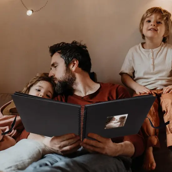 Scrapbook Photo Album with Corner Stickers DIY with Cover Photo Pocket 80 Pages Silk Ribbon Hardcover Album for Guest Book Wedding Baby Shower Christmas Black {4}