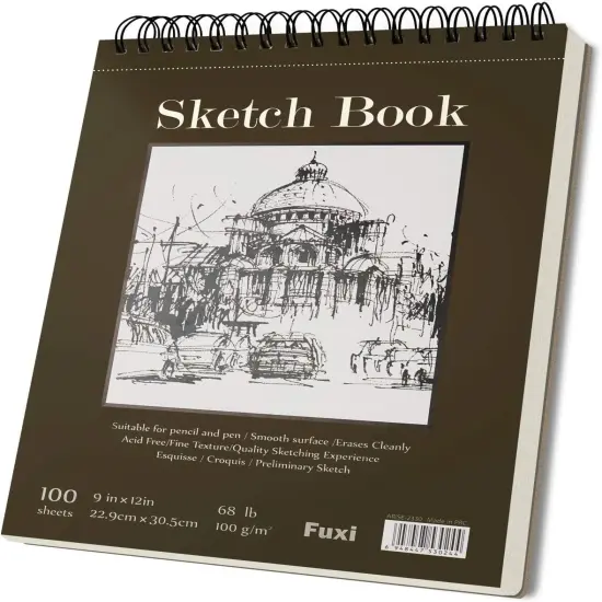 9" x 12" Sketch Book, Top Spiral Bound Sketch Pad, 1 Pack 100 Sheets 68lb/100gsm, Acid Free Art Sketchbook Artistic Drawing Painting Writing Paper for Kids Adults Beginners Artists {2}
