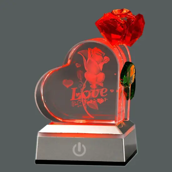 Crystal Heart Shaped Crystal Rose Home Decoration for Wife, Lady, mom {1}