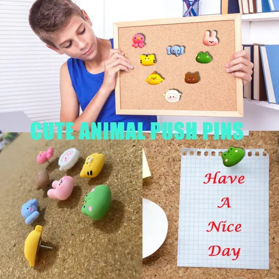 30 Pcs Animal Push Pins Decorative Push Pins Cute Thumbtack Animal Drawing Pins Push Pins for Cork Board for Octopus, Elephant, Frog, Sheep, Bear, Tiger, Chick, Rabbit {5}