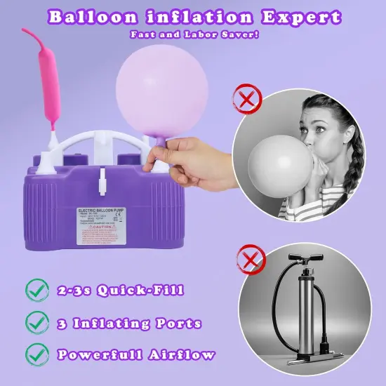 Electric Balloon Pump, 4-in-1 Portable Electric Air Pump for Inflatables, Balloons and Sports Ball, Balloon Inflator for 260q,Foil, Latex Balloons and Pool Floats, Faster and Save Time {3}