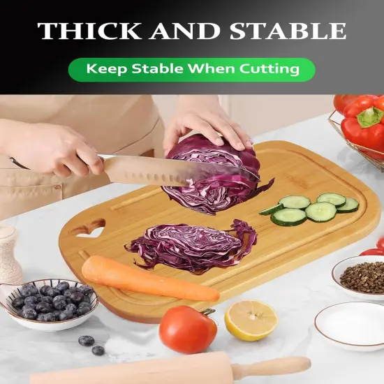 Small Wooden Cutting Board, Mini Light weight Wooden Cutting Board, Meat Cutting Board with Juice Grooves, Thick Chopping Board for Meat, Kitchen Gadgets Gift, Housewarming Gift（13 X 6in） {5}