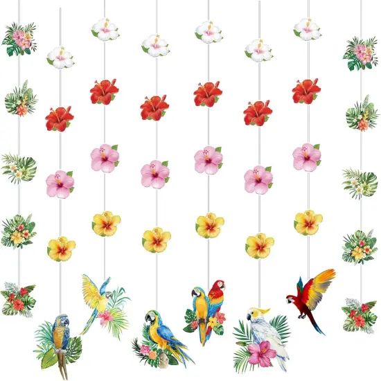 Hawaiian Party Decorations Hawaiian Flower Tropical Birds Garland Door Decorations Hanging Banner Summer Floral Parrot for Beach Pool Luau Tiki Jungle Party Decor {1}