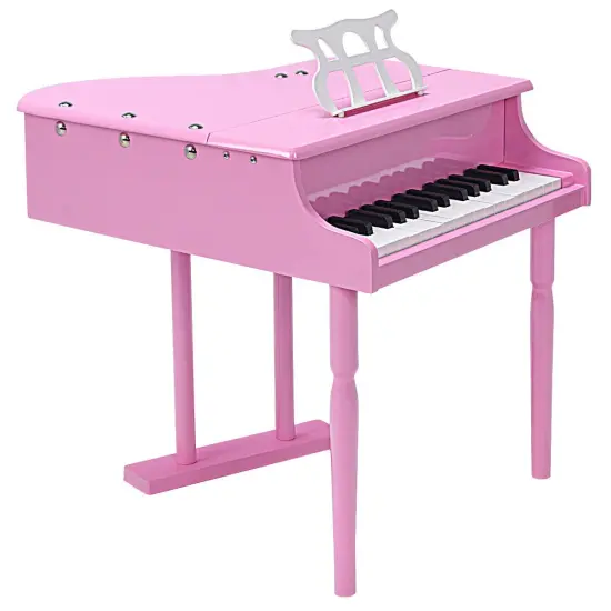 MDF and Birch Kids Classical Piano with Bench, Music Stand and Safe Design Pink {5}