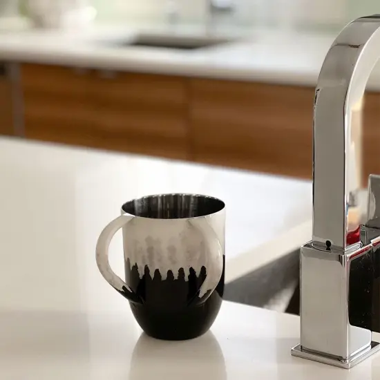 Black & White Watercolour Design Stainless Steel Wash Cup {2}