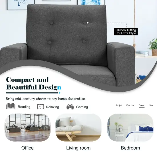 Modern Button Tufted Accent Chair with Rubber Wood Legs and Wide Backrest Ideal for Any Room Grey {6}